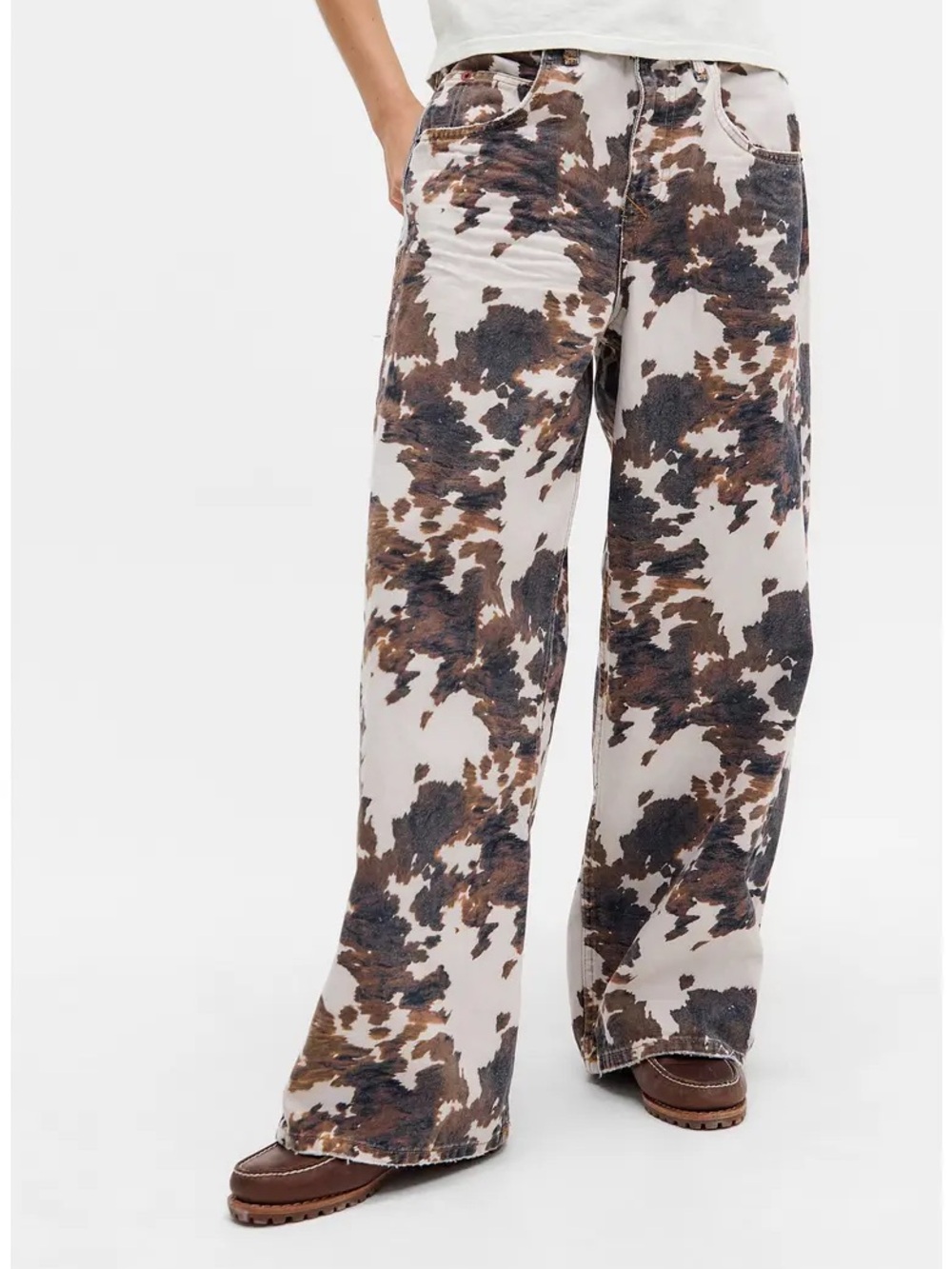 Urban Outfitters BDG Jaya Cow Print Wide Leg Jeans